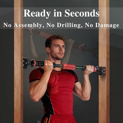Pull Up Bar for Doorway, Adjustable Chin Up Bar with Smart Lock Mechanism, No Screws Strength Training Equipment for Home Gym Upper Body Workout, Fits Most Door Frames 28.5"- 37"