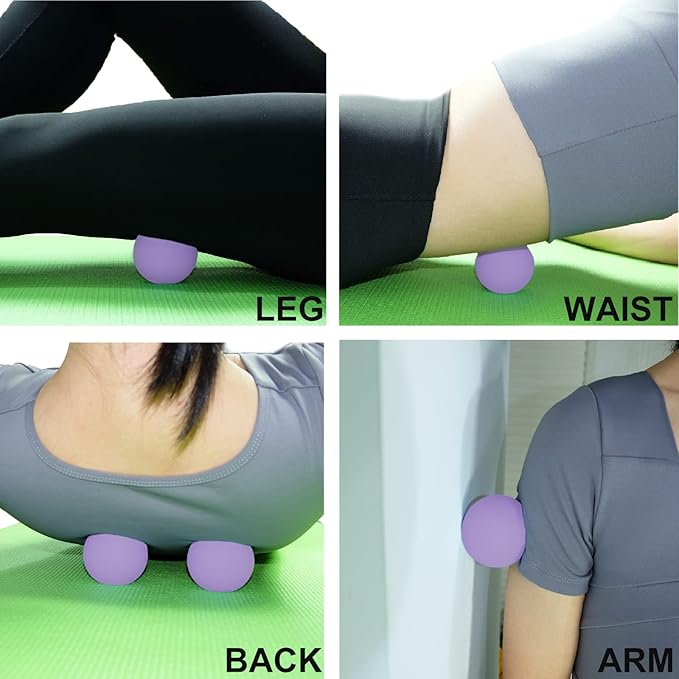 Hard Lacrosse Ball Massage Ball Therapy. Firm Trigger Point Massager Tool for Deep Tissue Yoga Physiotherapy Myofascial Release Muscle Relax Plantar Fasciitis Pain Relief (2 Pack) (Purple)