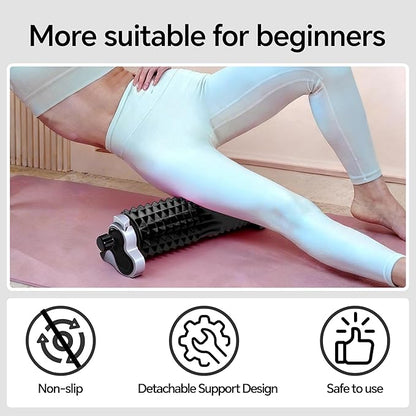 Foam Roller with Detachable Stand, 18” Deep Tissue Massage Roller, 3-Level Height Adjustable Support, Beginner-Friendly Design for Home Workout & Muscle Recovery - Black