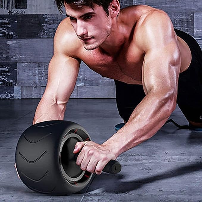 Ab Roller Wheel Exercise Equipment Wider Abs Wheel Roller for Core Workout Abdominal Exercise Home Gym Core Fitness Trainer Machine Automatic Rebound and Multiple Angles Ab Wheel