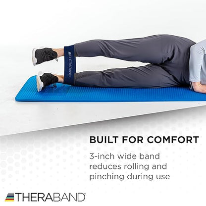 THERABAND Resistance Band Loops, 12" Blue, Extra Heavy Resistance, Latex Color-Coded 3" Wide Exercise Band Loop for Home Workouts, Pilates, Strength Training, Physical Therapy, for Women and Men