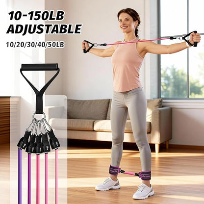 WHATAFIT Resistance Bands, Exercise Bands，Resistance Bands for Working Out, Work Out Bands with Handles for Men and Women Fitness, Strength Training Home Gym Equipment