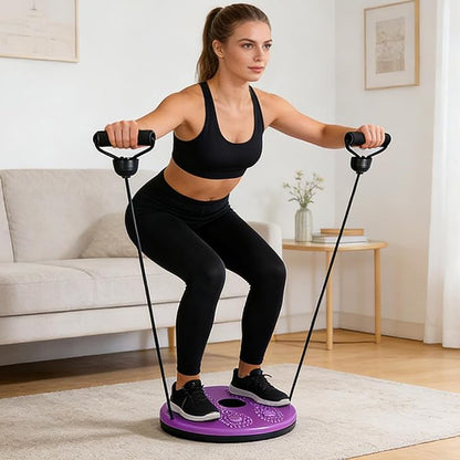 Waist Sculptor with Arm Bands, Non-Slip & Stable Design, 25cm, Waist Twïster Machine, 360° Wäist Trimmers, Balance & Core Training Tool, for Home Gym, Pilates, Yoga, Office Exercise