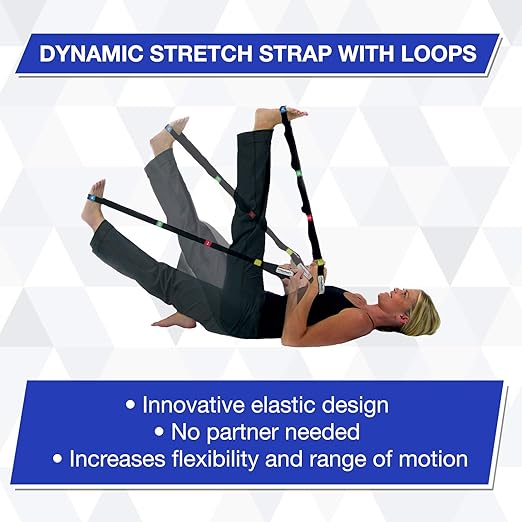 THERABAND Stretch Strap with Loops to Increase Flexibility, Dynamic Stretching Tool for Athletes Including Dancers, Cheerleaders, Gymnasts, Runners, Pilates and Yoga Elastic Stretch Out Band