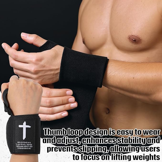 Cross Faith 25" Wrist Wraps for Weightlifting, Wrist Straps for Men and Women, Straps Support with Heavy Duty Thumb Loop Wrap for Powerlifting, Strength Training, Bodybuilding
