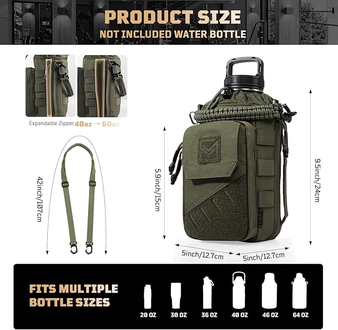 Magnetic Gym Bag for Men,Magnetic Gym Water Bottle Bag with Phone Pockets&40 64oz Multiple Size, Water Bottle Holder with Adjustable Shoulder, Ideal for Fitness,Sports,Travel