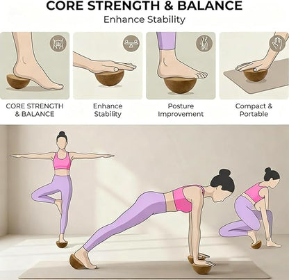 Balance board Cork Hemisphere, 15cm diameter 7cm height, balance trainer, Fitness Balance Ball for adults and children, for rehabilitation equipment, yoga, Pilates aids,Environmentally Friendly Design
