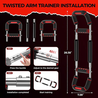 Twister Arm Trainer, Chest Workout Equipment for Men & Women Adjustable 5 Resistance Levels (40-130 lbs), Ergonomic Home Gym Strength Trainer with Anti-Slip Handles & Carry Bag