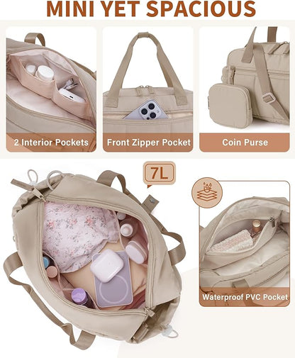 Ceneda Small Gym Bag for Women, Quilted Puffer Tote with Wet Pocket & Coin Purse, Lightweight Mini Sports Travel Duffle with Crossbody Strap, Water-Resistant for Workout, Yoga, Daily Commute