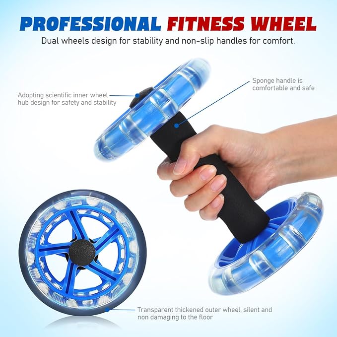 Ab Wheel Roller For Core Workout, Ab Roller Fitness Exercise Wheel Devices Abdominal Trainer for Men Women Core Strength Training Home Gym Fitness Equipment