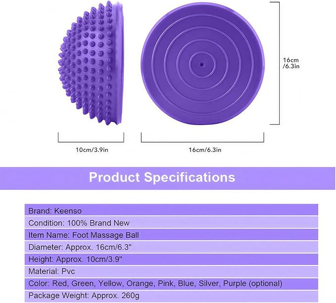 Foot Massage Ball, Inflatable Half Yoga Balls Massage Point Exercises Trainer Fitness for Kids Adults Sports Foot Massages