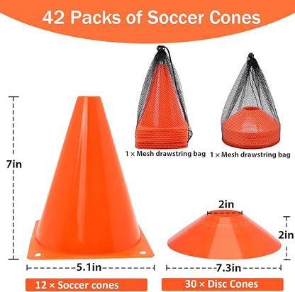 Soccer Cones Set, 84/42Pcs 7"/9" Cones Sports + Disc Cones, Cones for Sports with Carry Bag, Training Cones, Soccer Cones for Training, Plastic Soccer Cones for Drills
