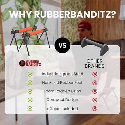 Rubberbanditz Parallette, Parallel Bars & Dip Station | At Home Gym Workout Equipment, L-Sit Bars & Calisthenics Equipment for Home. Perfect for Push Ups, Dips, Handstands & Gymnastics.