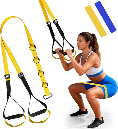 Home Suspension Training Kit, Bodyweight Resistance Straps for Full-Body Workout, Portable Gym Equipment with Handles, 2 Packs Resistance Loop Exercise Bands, for All Fitness Levels Suspension Trainer