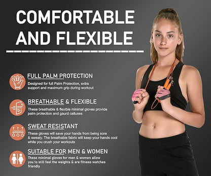 FITNESS FORCE Workout Gloves for Men & Women Partial Weight Lifting Non-Slip Gym Gloves, Lifting Grip for Calluses Guard Fingerless Exercise Gloves with Full Palm Protection