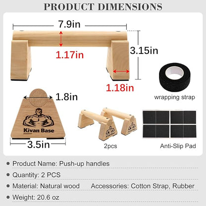 Wooden Push Up Bars, Parallettes Bars - Wooden Calisthenics Equipment for Handstand Training Push Up Bars & Calisthenics Bar Calisthenics Equipment for outdoor&home
