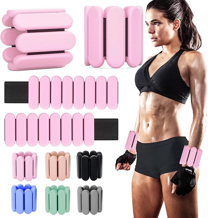 Adjustable Ankle Weights for Women Men,Wrist Weights set for Walking Running,1 Pair (1Lbs Each) Silicone Workout Weights for gym fitness, Jogging,yoga,pilates,strength training,physical therapy