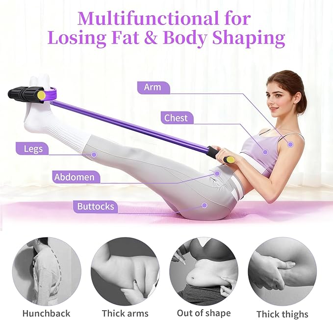 Pedal Resistance Bands with Handles, Upgrade 6-Tubes Manual Tension Training Pedal, Natural Rubber Foot Pedal Resistance Bands, Multifunction Fitness Bands for Abdomen, Waist, Arm, Leg