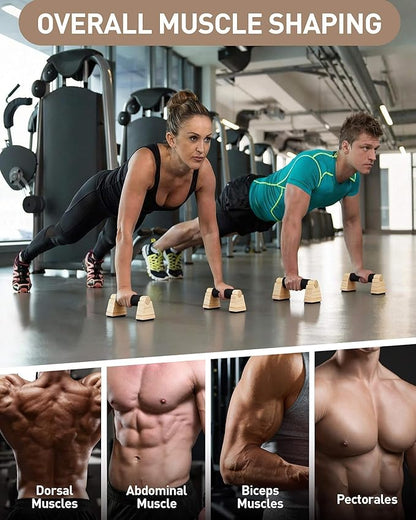 Wood Push Up Bars, Non-Slip Calisthenics Equipment for Strength Training, Solid Wood Calisthenics Bars & Parallettes Bars, Push Up Handles for Floor Exercises