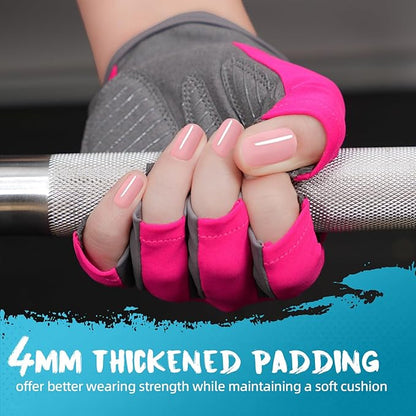 Breathable Workout Gloves for Women, Thick Padded Weight Lifting Gloves, Full Palm Protection & Extra Grip for Women Gym, Rowing, Fitness Training and Hanging