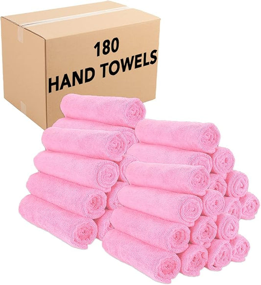 Arkwright Microfiber Gym Towel - (Case of 180) Bulk Soft Lightweight Quick Dry Hotel Quality Hand Towels, Sweat Absorbent, Perfect for Workout, Yoga, Spa, Bathroom, 15 x 24 in, Pink