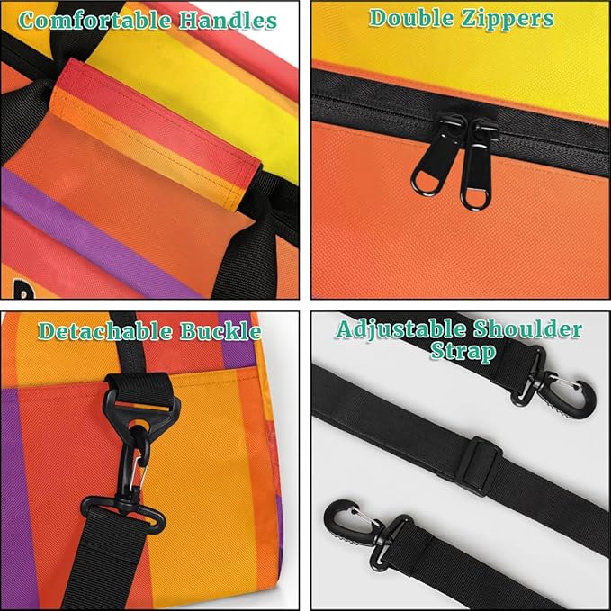 Personalized Sports Duffel Bag with Name Boys, Overnight Workout Training Bags Cheerleaders Bag Personalized Gym Bag Weekender Bags, Martial Arts Silhouette Colorful Stripes