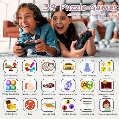 Smart Watch for Kids with 39 Games HD Touch Touchscreen Alarm Clock, Camera Music Player Pedometer Flashlight 12/24 hr Video & Audio Recording, Toys Gift for 3-12 Years Old Girls