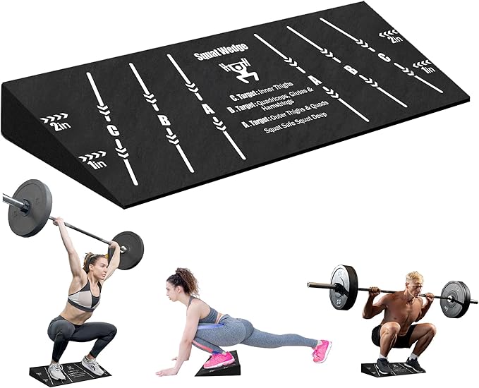 Squat Wedge Block One Piece: Heel Elevated Slant Board for Squats Weightliting Home Gym Squat Wedge