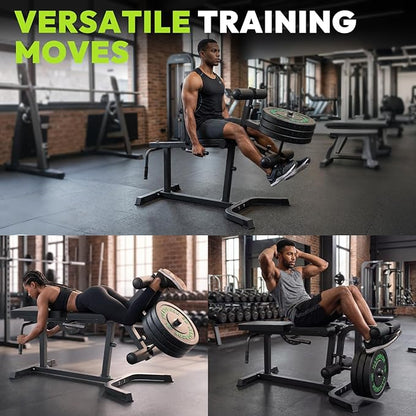Leg Extension and Curl Machine, Adjustable Leg Curl Machine with Weight Plates Set, Seated Leg Extension and Lying Curl Machine for Lower Body Workouts, Leg Workout Equipment for Home Gym