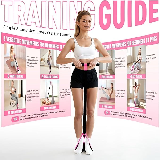 Upgraded Pedal Resistance Bands with Handles, Thickened Latex Tubes and Soft Foam Fabric Foot Pedal for Abdomen, Waist, Arm, Core/ABS, Leg Workout,Sit Up Exercise Equipment for Women