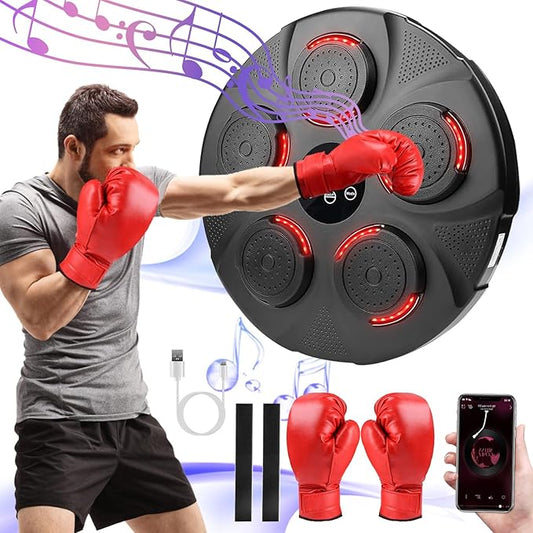 KOCASO Music Boxing Machine with Boxing Gloves - Wireless Smart Music Boxing Machine, 9 Speeds & 9 Modes Light - Wall Boxing Punching Pad Electronic Workout Machine for Home Gym