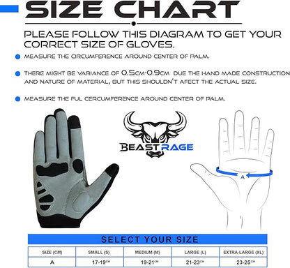 BEAST RAGE Half Finger Cycling Gloves for Men Women, Gel Padded Anti-Slip Shock Absorbing Weight Lifting Gym Gloves Cycle Mountain Bike Gloves for MTB, Biking, Hiking