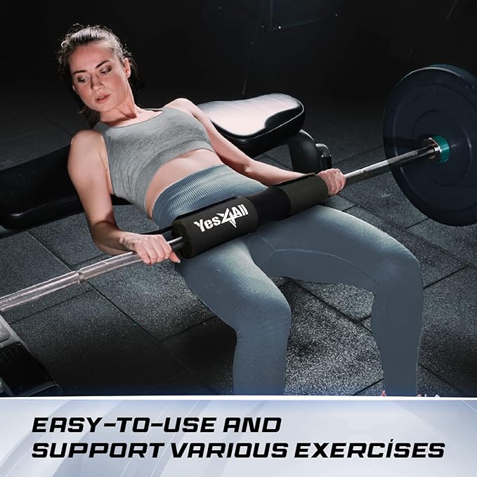 Yes4All Ergonomic Foam Bar Pad, Olympic Barbell Squat & Neck Pad for Squats, Hip Thrusts & Weight Lifting Bar