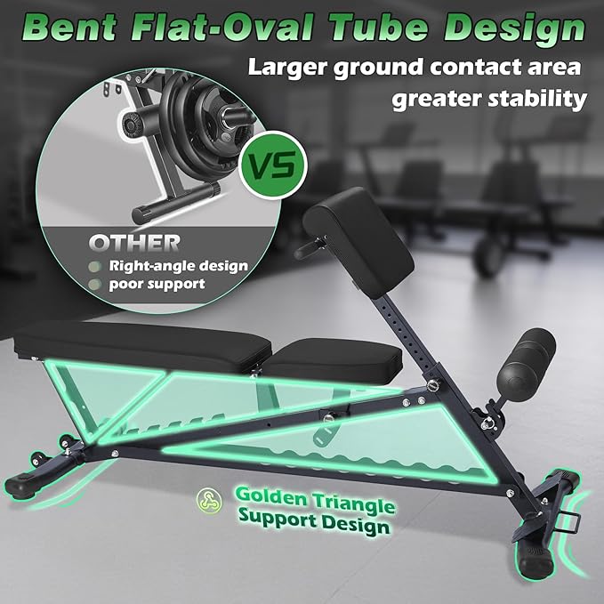 Adjustable Weight Bench with Roman Chair, Utility Workout Bench for home gym 1000 LBS MAX Incline/Decline/Sit Up Bench Press Exercise Equipment 75°to -20°FID Strength Training