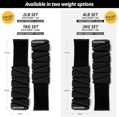 Wrist & Ankle Weights, Adjustable Bands for Women & Men Workouts, Set of 2 – 2lb or 4lb (1lb or 2lb each strap) Ideal for Runs, Jogs, Walks, Yoga, Dance, Pilates, Cardio, Aerobics, Strength Training