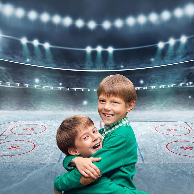 Ice Hockey Photography Background Hockey Stadium Arena ICES Rink Backdrop Sport Stage Lights Spotlight Ice Hockey Match Games Backdrops Decors ICES Hockey Arena Backdrop Background Props 12x8ft