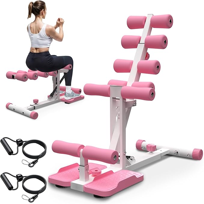 Deep Squat Machine for Home Glutes Trainer - Squat Assist Trainer with Adjustable Resistance Bands for Glutes, Legs & Core Workout - Home Gym, Apartment & Office Fitness Equipment