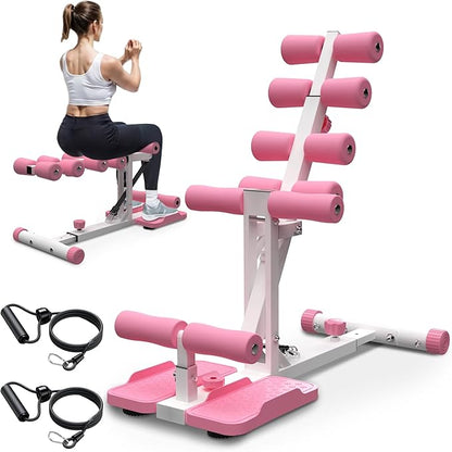 Deep Squat Machine for Home Glutes Trainer - Squat Assist Trainer with Adjustable Resistance Bands for Glutes, Legs & Core Workout - Home Gym, Apartment & Office Fitness Equipment