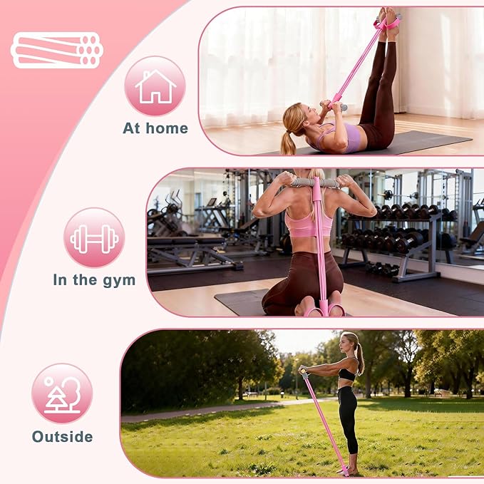 8-Tube Pedal Resistance Band with Handles, Multifunction Foot Pedal Tension Rope Fitness Equipment, Natural Rubber Exercise Puller for Abs, Arms, Waist & Leg Training