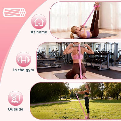 8-Tube Pedal Resistance Band with Handles, Multifunction Foot Pedal Tension Rope Fitness Equipment, Natural Rubber Exercise Puller for Abs, Arms, Waist & Leg Training