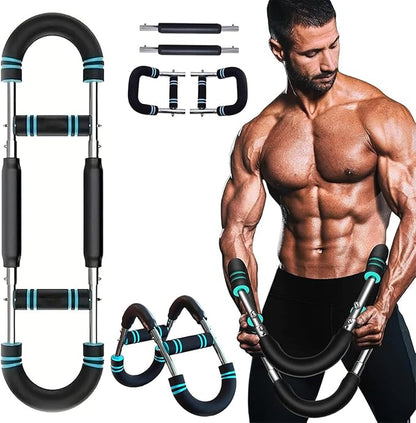 Chest Trainer for Men, Adjustable Chest Workout Equipment, Twister Arm Trainer Chest Workout Machine, Chest Exerciser Flex Bar, Upper Body Muscle Strength Training Device for Home Gym (U60-100lbs Kit)