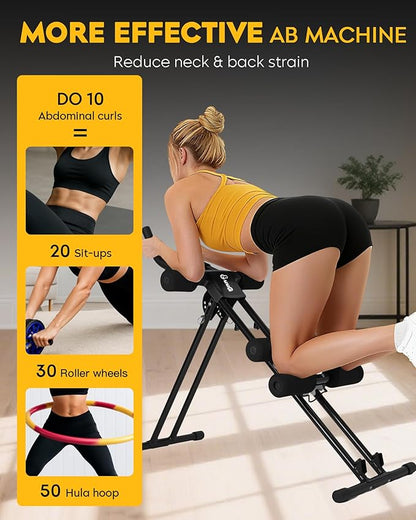 Ab Machine Abdominal Stomach Workout: Adjustable Ab Trainer Machine Ab Cruncher Core Strength Training Equipment for Home Gym Foldable for Women and Men