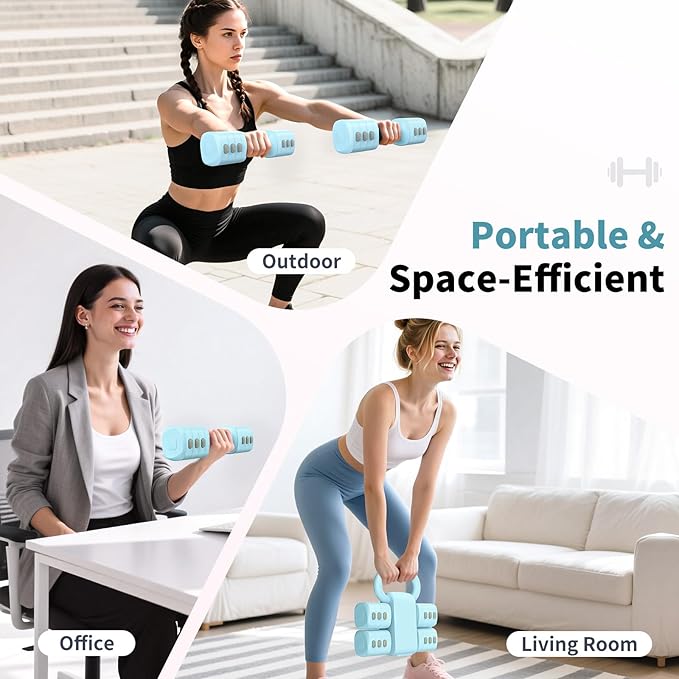 2-in-1 Adjustable Dumbbells Set, 4 Levels Weight Dumbbells Set for Women Men, Each 2.2/3.3/4.4/5.5lb Hand Weights with Kettlebell Form for Home Gym Exercise Training