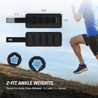 ZELUS Soft Iron Z-Fit Ankle Weights 1 Pair Adjustable, 4LB/7LB/10LB for Women Men, Ultra Thin Leg Weights with Adjustable Straps, Arm Weight for Gym Home Yoga Jogging Walking