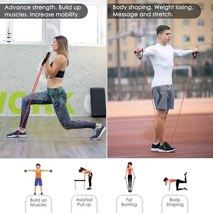 Cikyner Resistance Bands, Resistance Tubes Resistance Bands with Handles Exercise Bands, Ideal for Home Gym Physical Therapy Strength Training Muscle Toning, Door Anchor & Bag Included