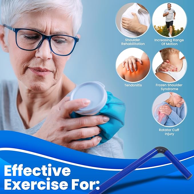 RangeMaster ShoulderWand Therapy Stretching Tool│Collapsible Stretching Bar │Physical Therapy Tool for Recovery and Increasing Motion (Blue)
