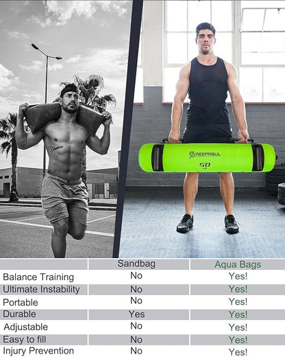 Aqua Bags for Workout 5-45lbs - Ultimate Core Water Weights Aqua Bag - Portable Stability Fitness -Stability, Core and Balance Training - Portable Fitness Equipment - Includes Three Bags