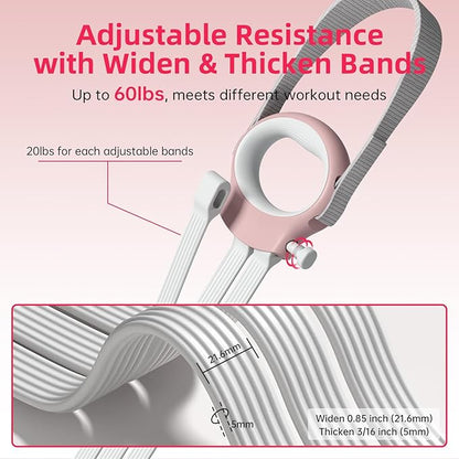 Figure 8 Fitness Resistance Bands with Handles, 20-60lb Adjustable Elastic Excercise Band, Non-Slip Fabric Silicone Bands for Strength Stretch Flexibility Training Arms Back Shoulder Chest Legs