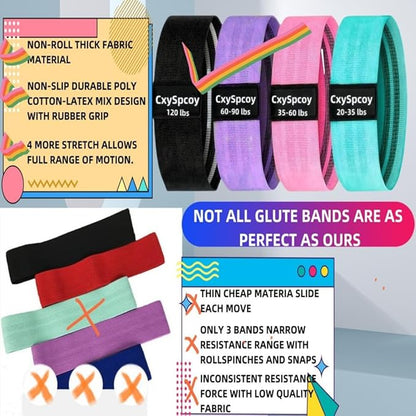 4 Levels Booty Resistance Bands Upgrade for HIPS & Thigh Glutes, Pilates, Leg Butt Stretch Upgrade for Women and Men Elastic Fabric Set Working Out