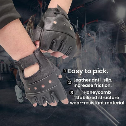 Roadster – Leather Workout Gloves for Men and Women’s, Fitness Weight Lifting Gloves for Exercise, Cycling, Training, Pull Ups and Hanging, Gym Gloves with Adjustable Wrist Strap.